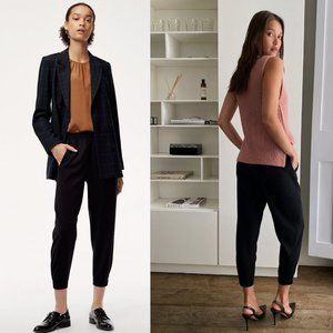 Babaton Black Crepe High Rise Pull On Tapered Ankle Dexter Pants